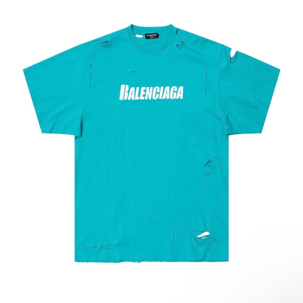 Balenciaga Boxy Oversized T-Shirt ‘Turquoise/White. Like Brand new